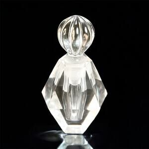 Vintage Art Deco 4” Clear Crystal Faceted Cut Perfume Bottle W/ Dabber-1950’s